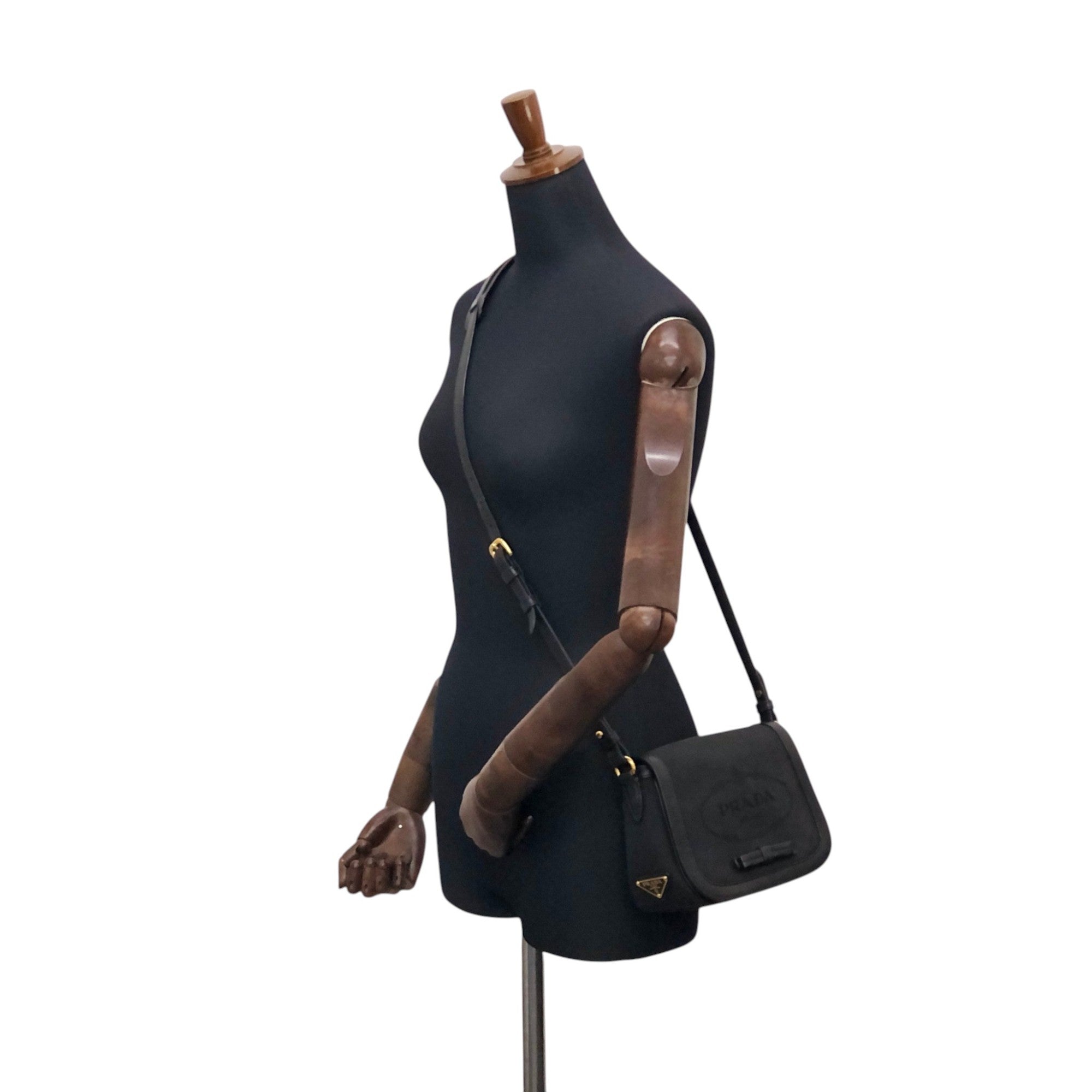 PRADA Logo Shoulder bag Black Vintage 4w22ct – VintageShop solo