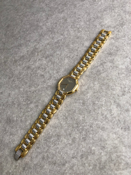 Christian Dior Logo Octagon Quartz Watch Gold D48⁻133 Vintage y8i88y