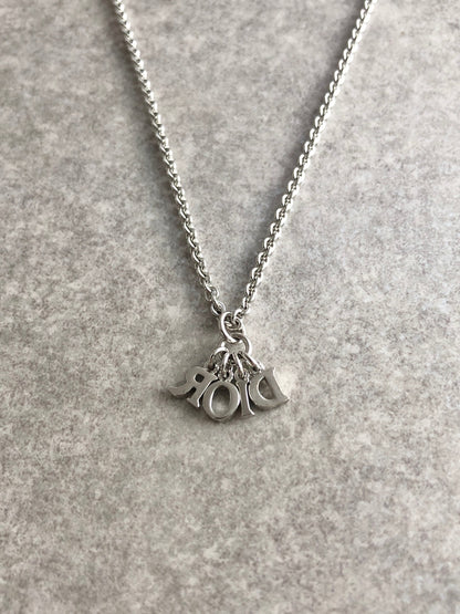 Christian Dior Logo Motif Necklace Silver Vintage 7uav88