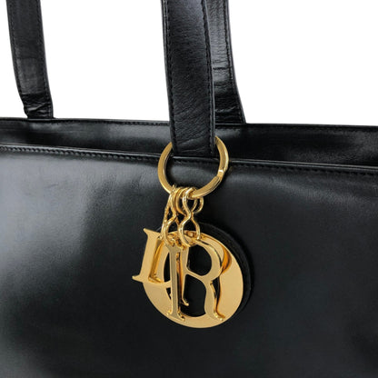 Christian Dior Logo Charm Handbag Totebag Black Vintage jimcsr