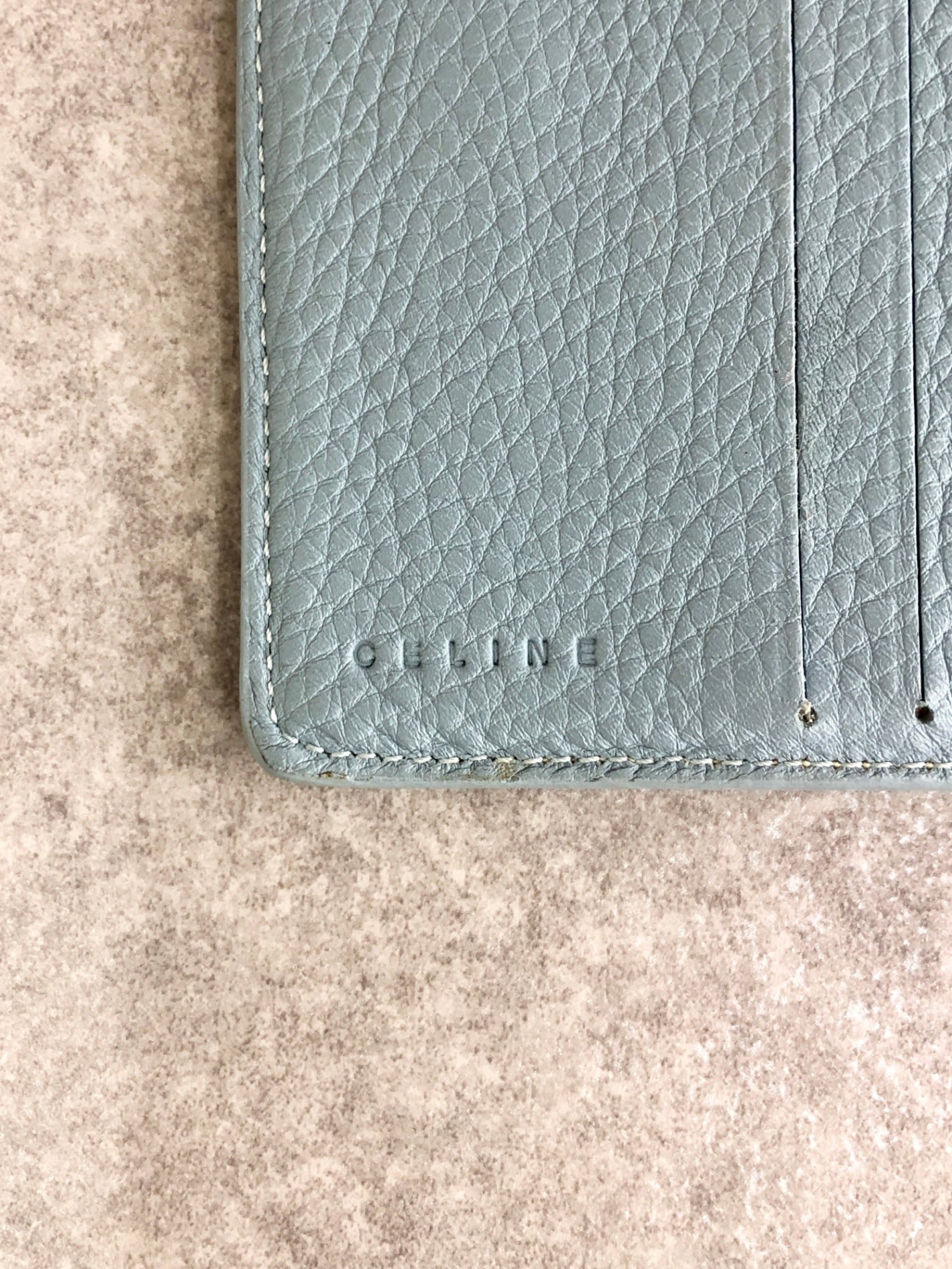 CELINE Triomphe Folded Wallet Blue Vintage hwhyez