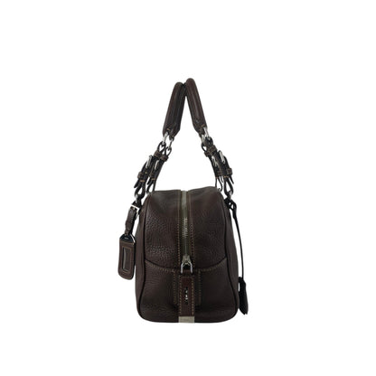 PRADA Logo Embossed Handbag Boston bag Brown Vintage pn7xkf