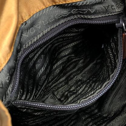PRADA Triangle Logo Double Pocket Backpack Brown Vintage rne3iv
