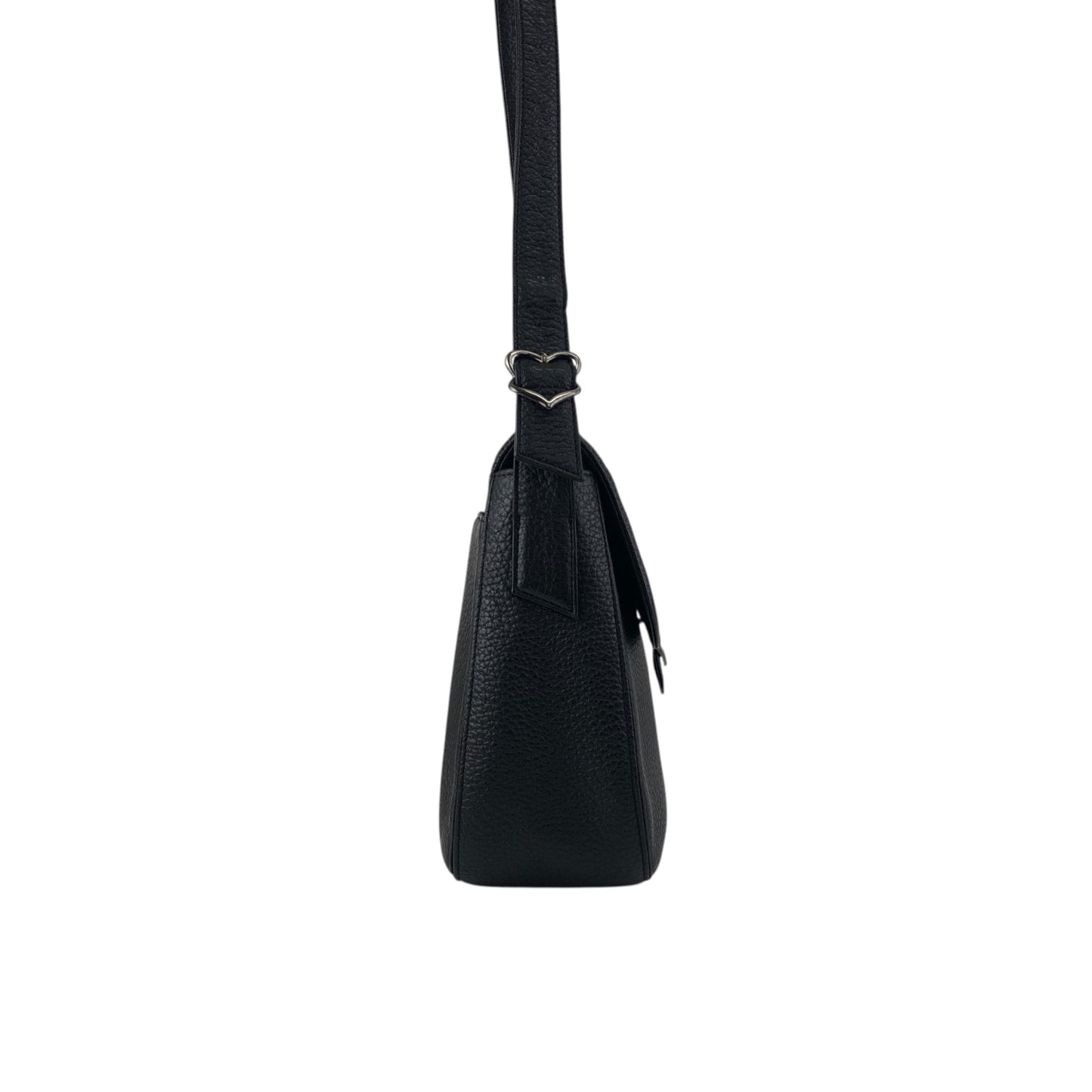 Yves Saint Laurent Logo Front Buckle Shoulder bag Black Vintage f6ymwp