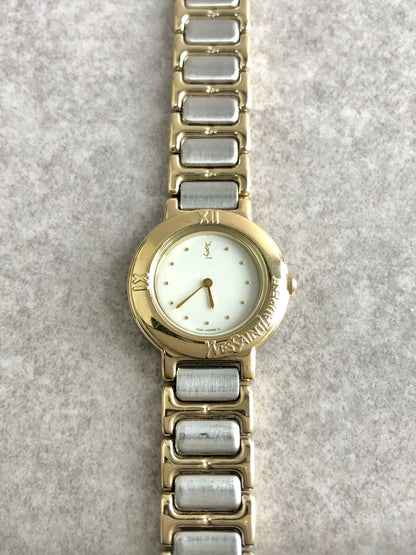 Yves Saint Laurent YSL Logo Quartz Watch Gold 2200-229789 Y Vintage kyi7bd
