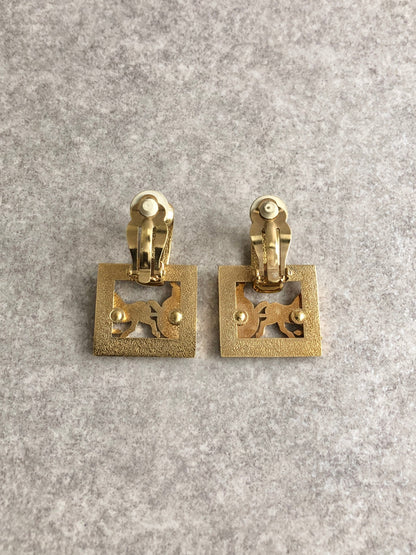 CELINE Earrings Gold Vintage j33fzg