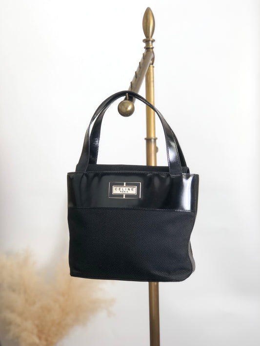 CELINE Logo Handbag Black Vintage vzeeur