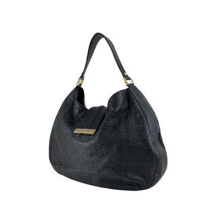 GUCCI Logo Shoulder bag Hobobag Black Vintage f2bysj