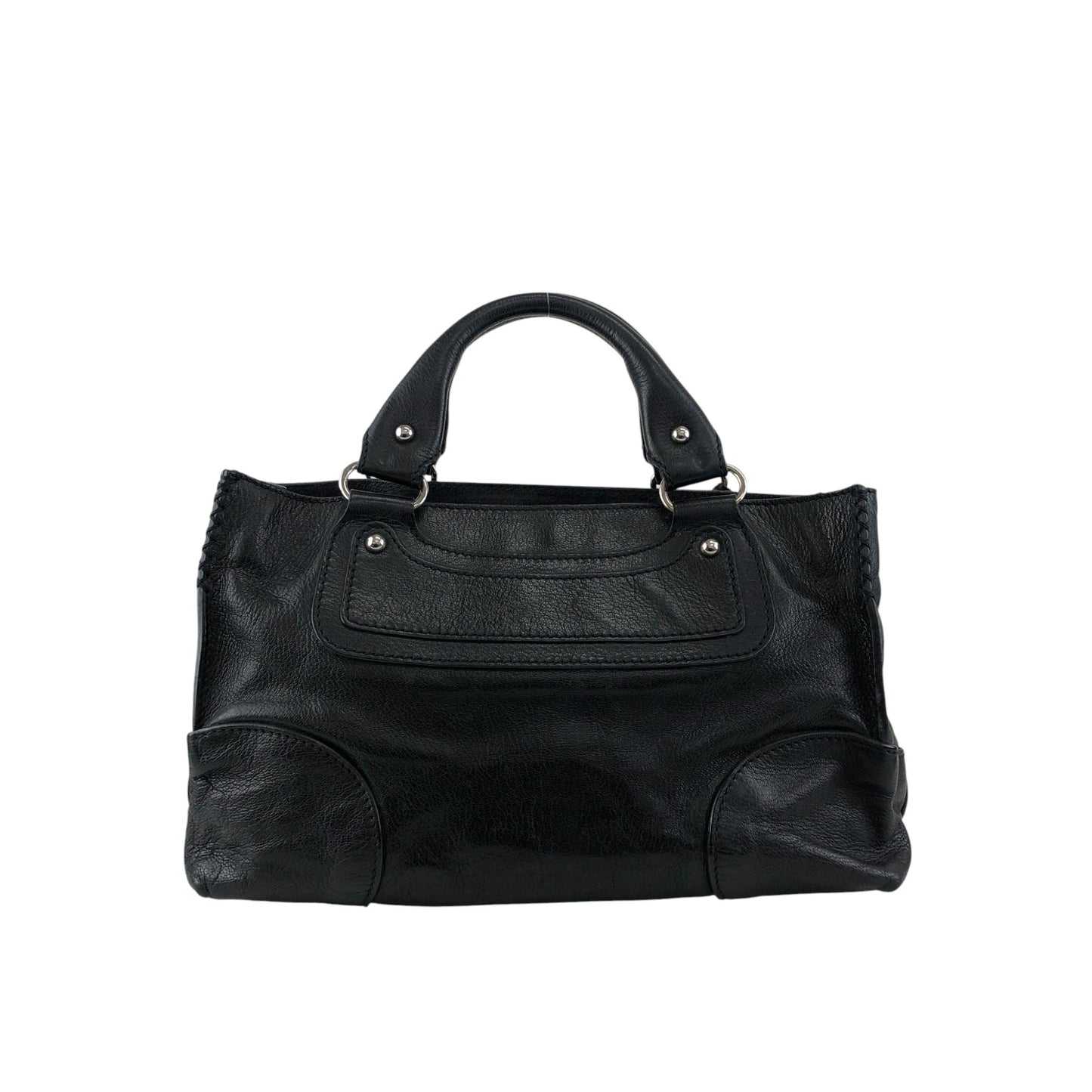 CELINE Horse Carriage Logo Handbag Black Vintage v5s4uu