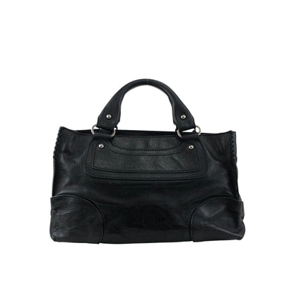 CELINE Horse Carriage Logo Handbag Black Vintage v5s4uu