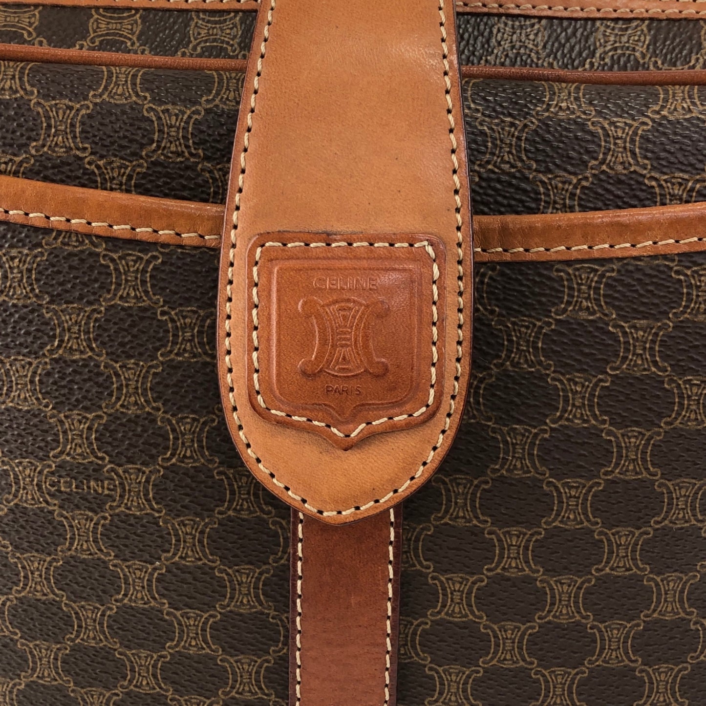 CELINE Macadam Blason Shoulder bag Brown Vintage whw3hb