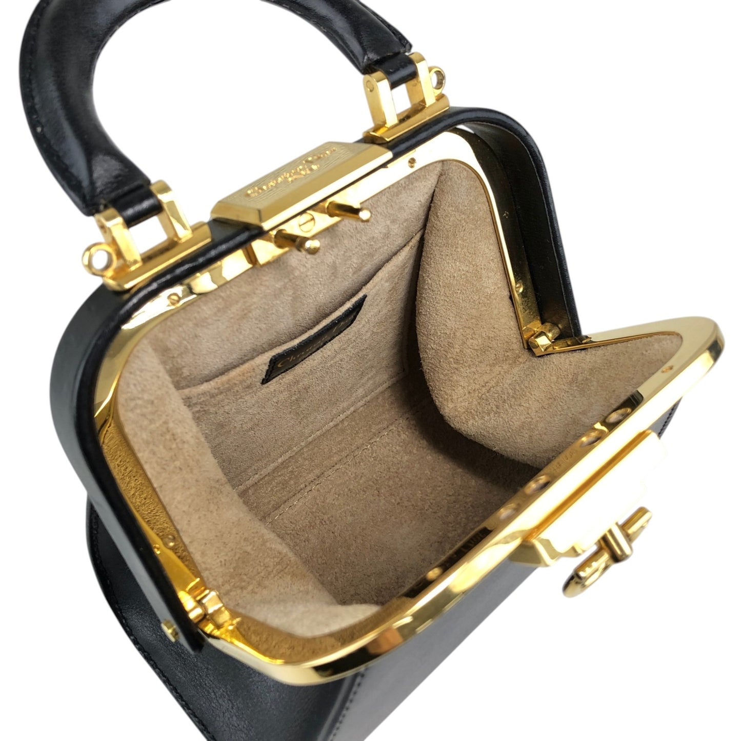 Christian Dior Metal Clasp Minibag Two-way Handbag Shoulder bag Black Vintage hrxzwn