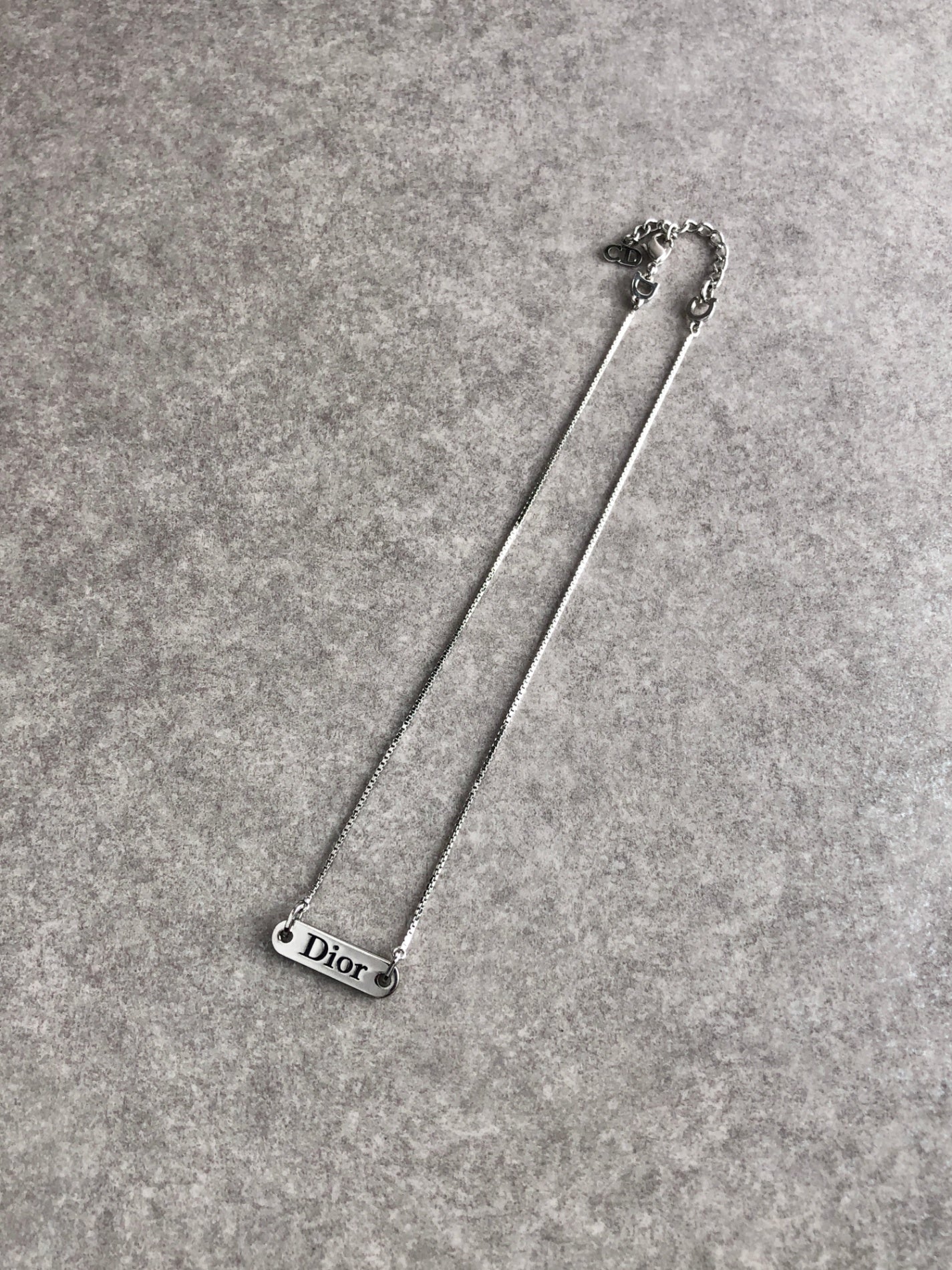 Christian Dior Logo Motif Necklace Silver Vintage tjgg7s
