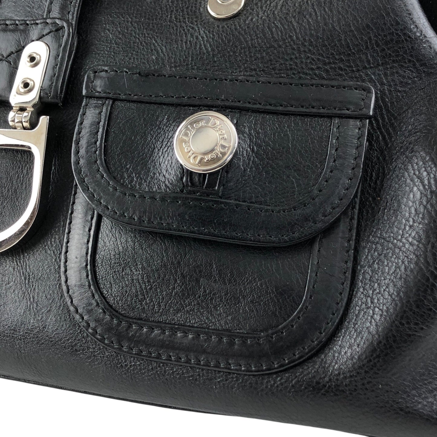 Christian Dior Logo Handbag Black Vintage ntaxds