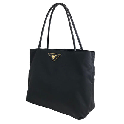 PRADA Triangle Logo Nylon Handbag Totebag Black Vintage gpk8yf