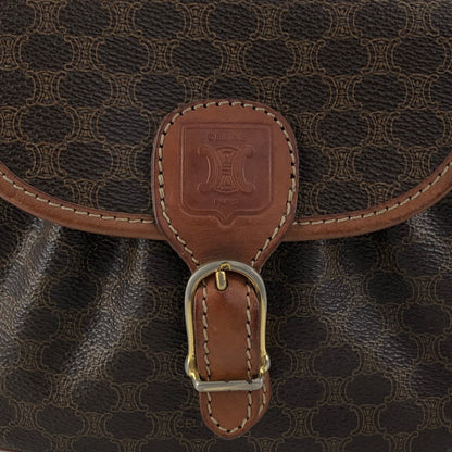 CELINE Macadam Front Buckle Shoulder bag Brown Vintage hkdpre
