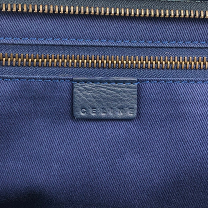 CELINE Blason Front Buckle Handbag Navy Vintage rk6nfn