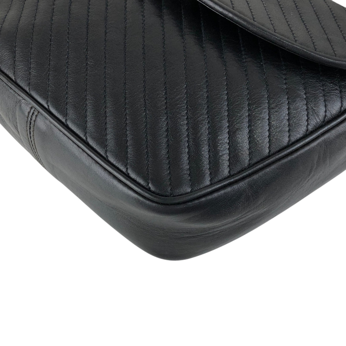 CELINE Blason Bias Stitch Shoulder bag Black Vintage hbufuu