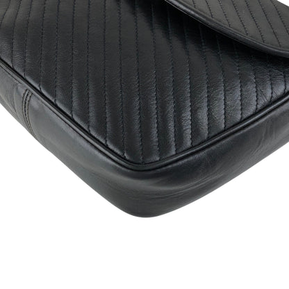 CELINE Blason Bias Stitch Shoulder bag Black Vintage hbufuu