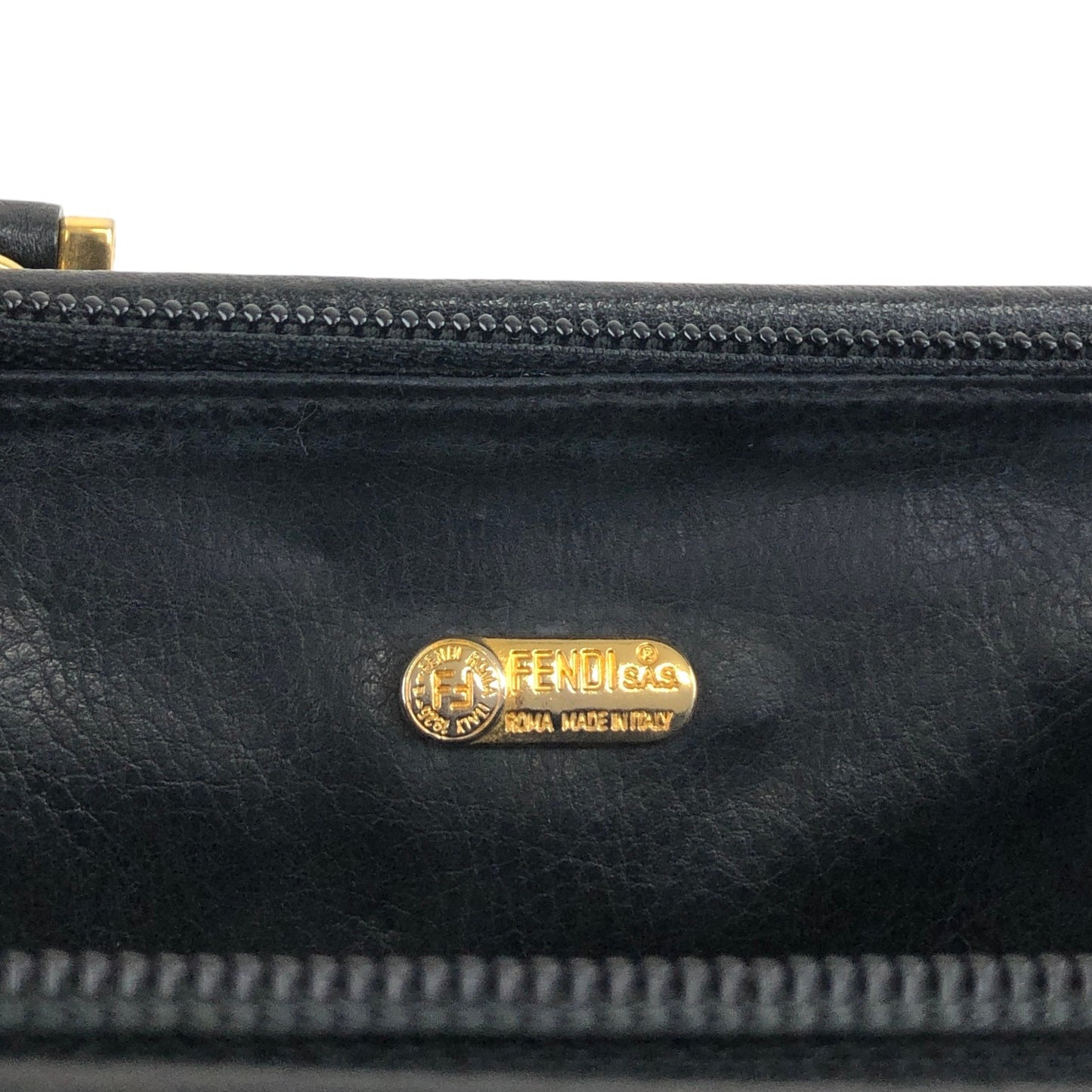 FENDI Logo Two-way Handbag Shoulder bag Black Vintage h8ka2h