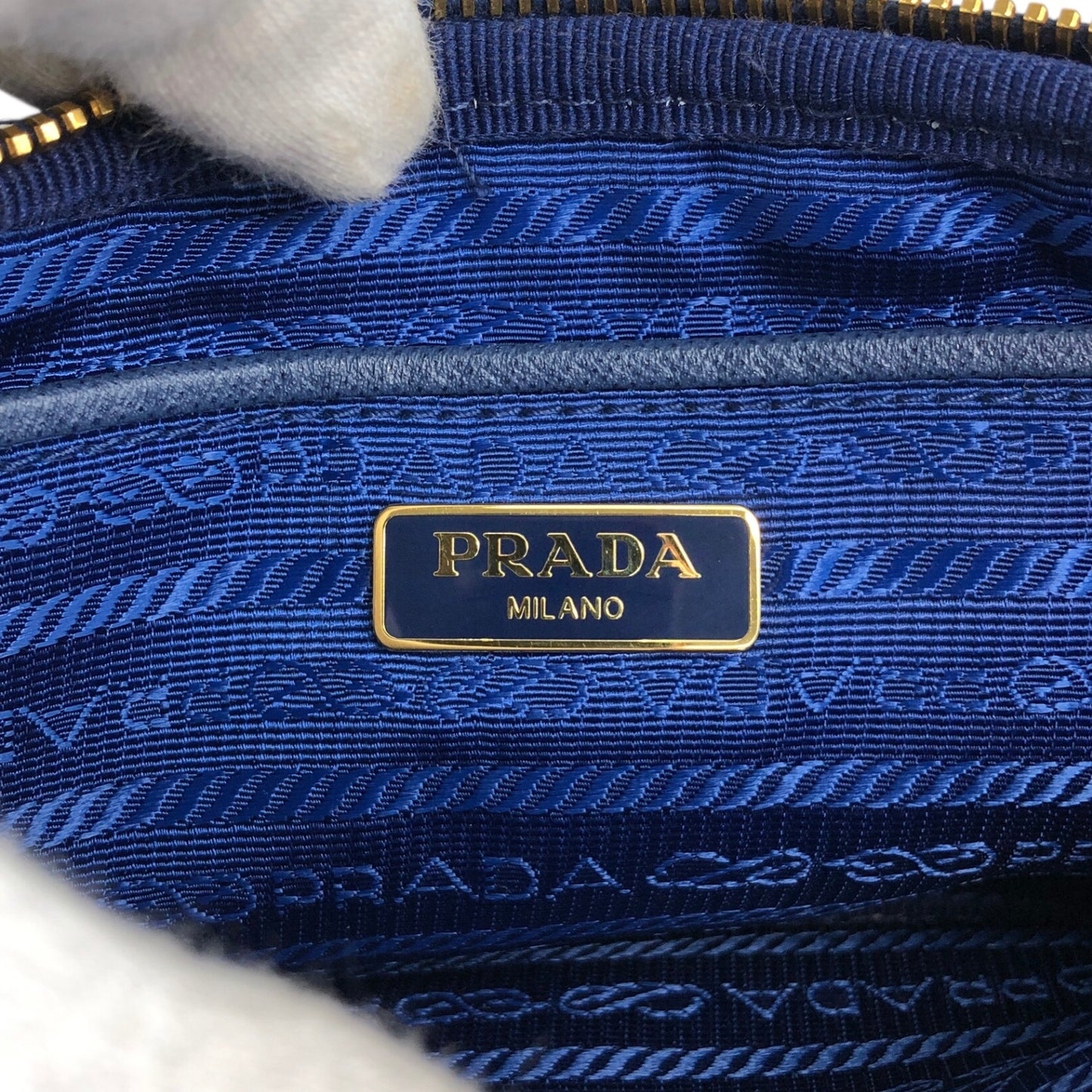 PRADA 三角形標誌雙向小手提包單肩包藍色復古 wa4xz3
