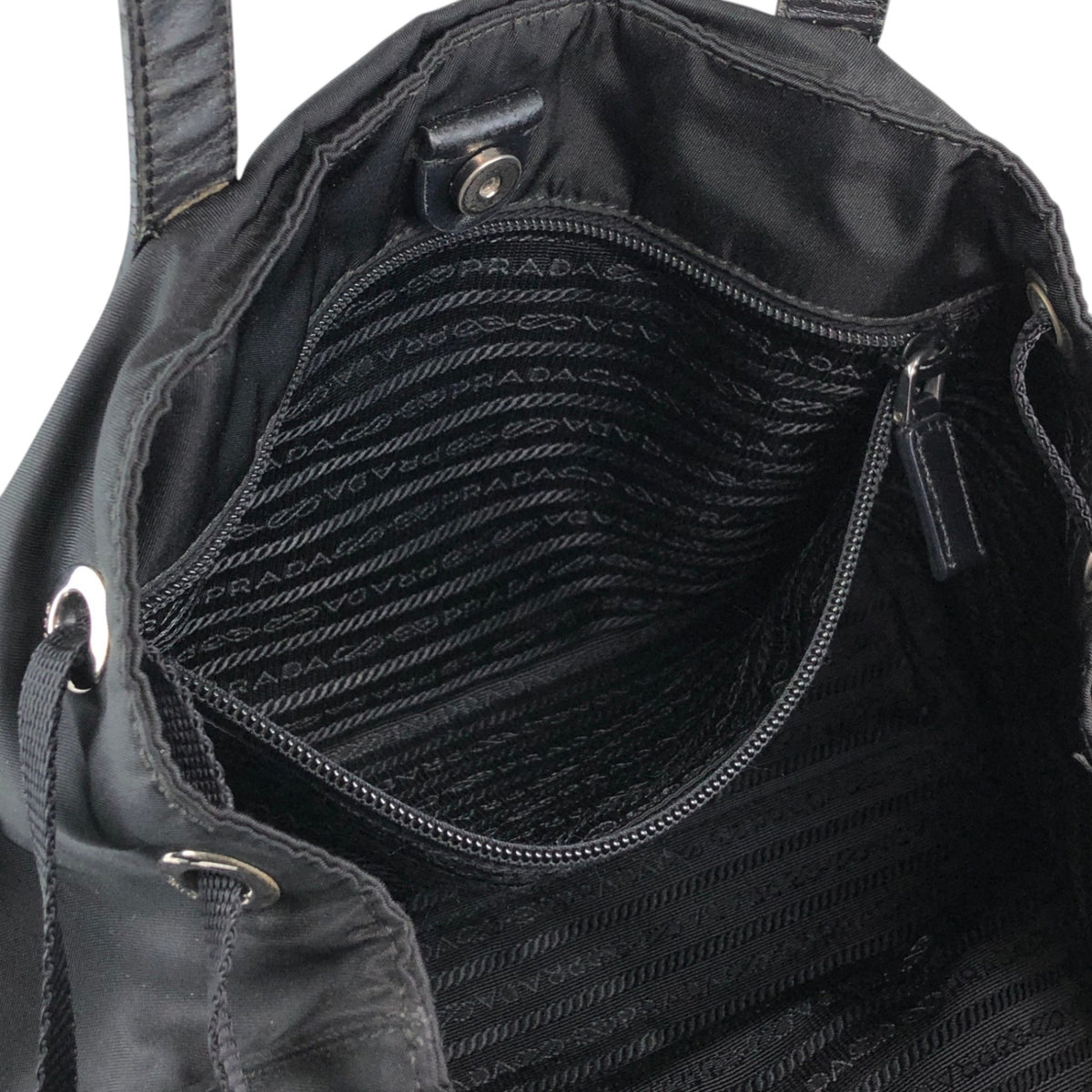 PRADA Tessuto Triangle Logo Double Pocket Totebag Black Vintage bdfpbe