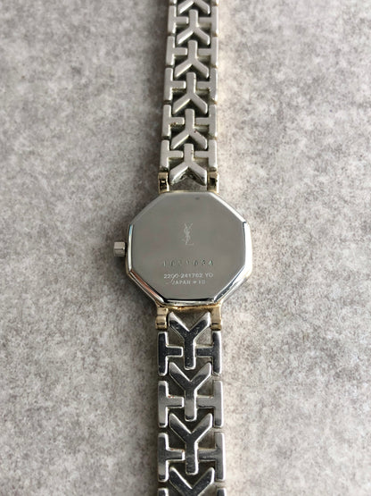 Yves Saint Laurent YSL Logo Watch Silver×Gold 2200-24762YO Vintage b4v8bj