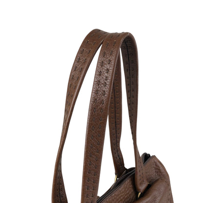 PRADA Triangle Logo Front Buckle Handbag Boston bag Brown Vintage v46bhc