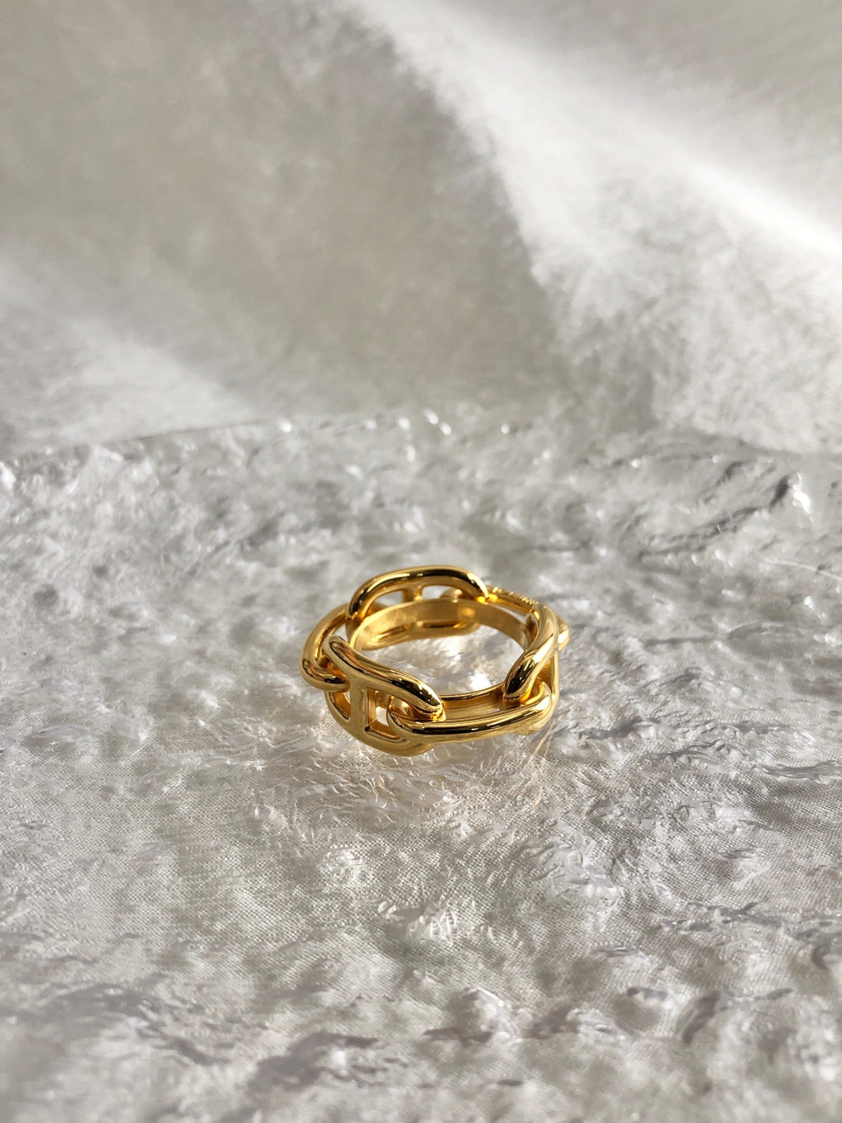 HERMES Scarf Ring Gold Vintage ykftau