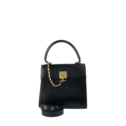 CELINE Gancini Chain Two-way Handbag Shoulder bag Black Vintage ydzyn7