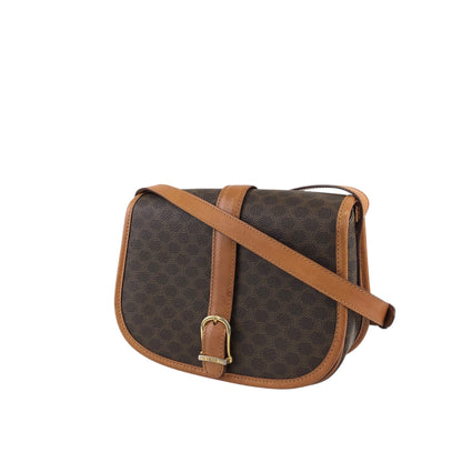 CELINE Macadam Front Buckle Shoulder bag Brown Vintage cabjde