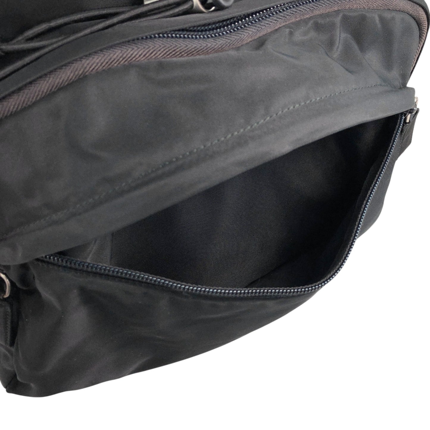 PRADA Tessuto Triangle Logo Double Pocket Backpack Black Vintage bpk4w7