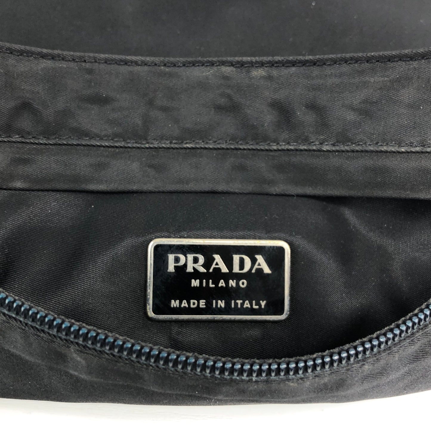 PRADA Tessuto Triangle Logo Shoulder bag Black Vintage h7a6s3
