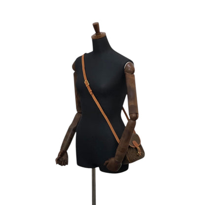 CELINE Macadam Blason Front Buckle Shoulder bag Brown Vintage zzu5ya