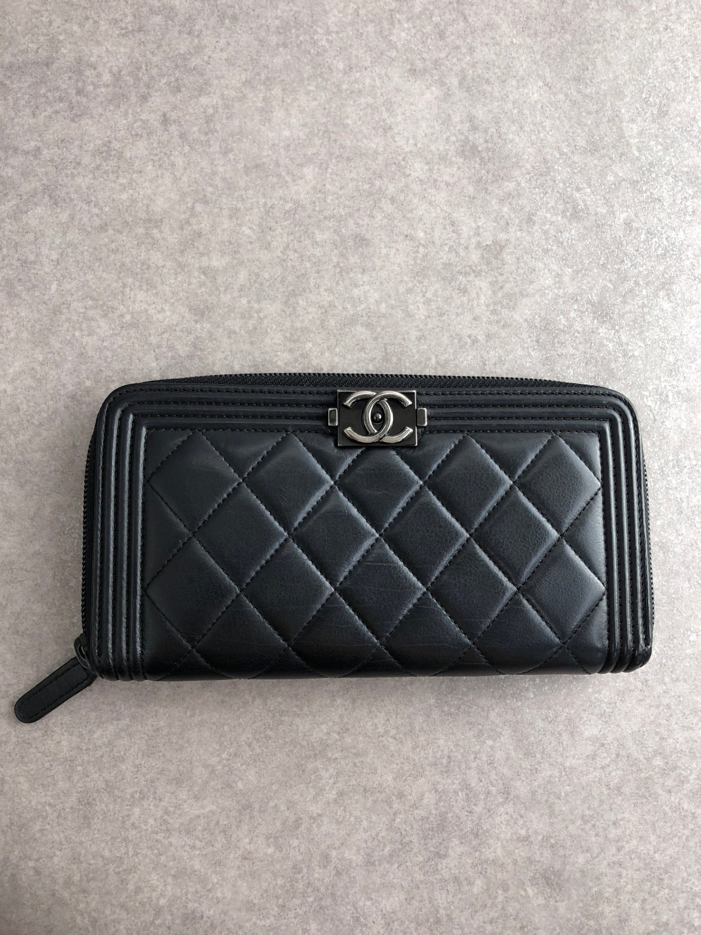CHANEL Coco Mark Long Wallet Black Vintage 7y7jzs