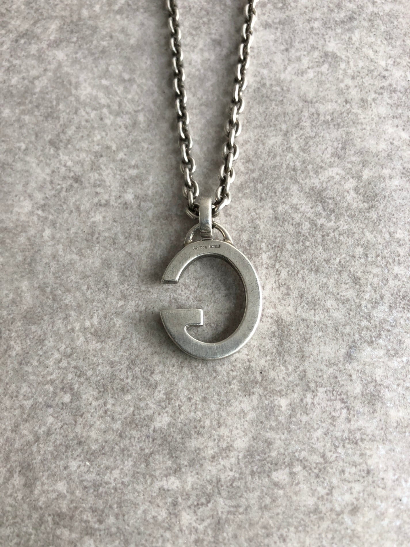 GUCCI G Motif Necklace Silver Vintage mgy4m5