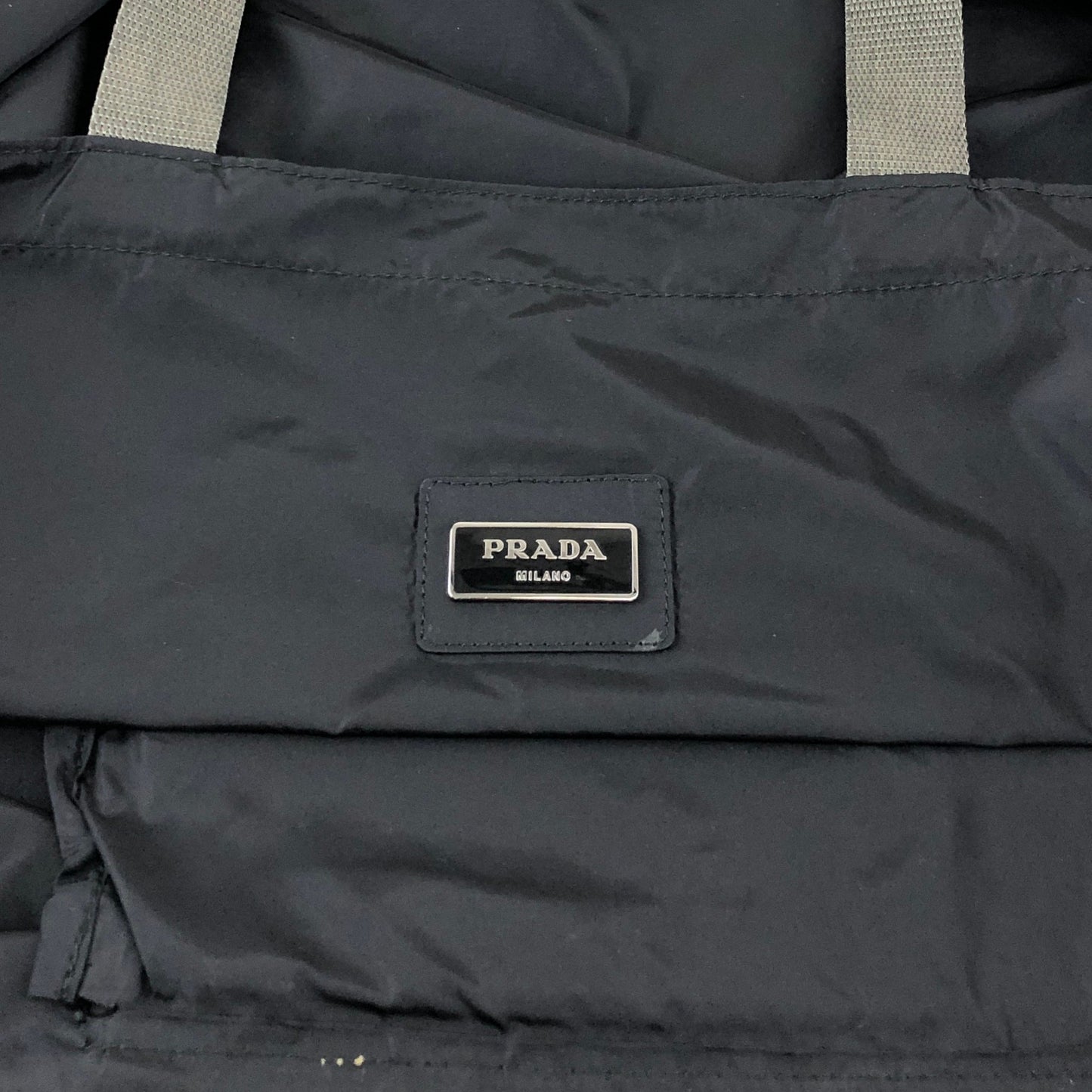 PRADA Tessuto Triangle Logo Totebag Black Vintage kctbn3