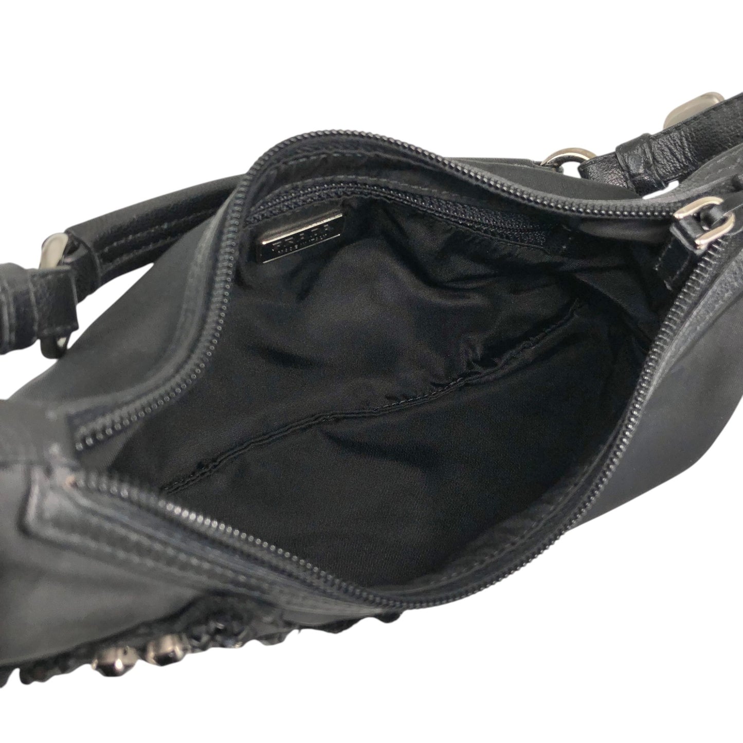 PRADA Triangle Logo Shoulder bag Black Vintage s4bkfb