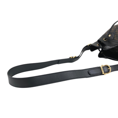 CELINE Macadam Blason Drawstring Shoulder bag Black Vintage ruunby