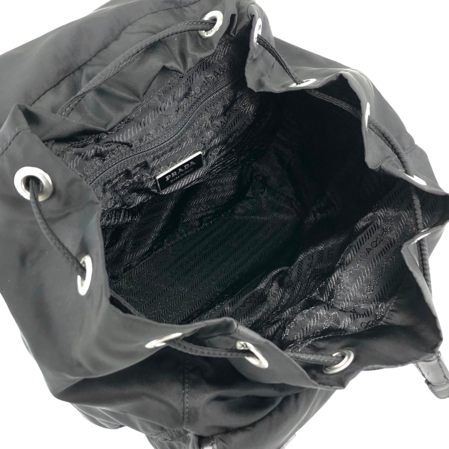 PRADA Tessuto Triangle Logo Backpack Black Vintage rj533h
