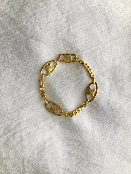 CELINE Blason Bracelet Gold Vintage 4w8ads