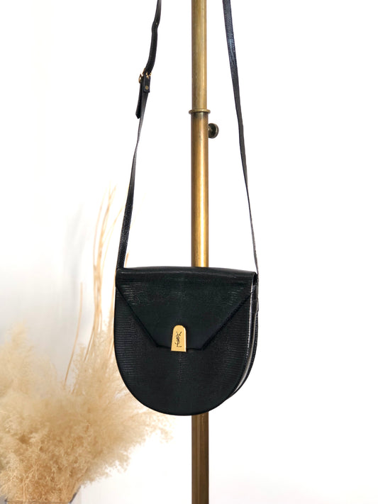 Yves Saint Laurent YSL Logo Shoulder bag Black Vintage rymx2j