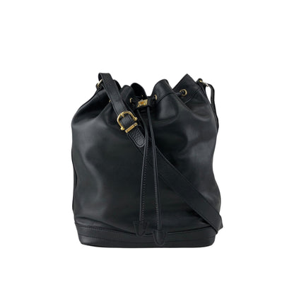 CELINE Gancini Drawstring Shoulder bag Black Vintage 4g3rt5