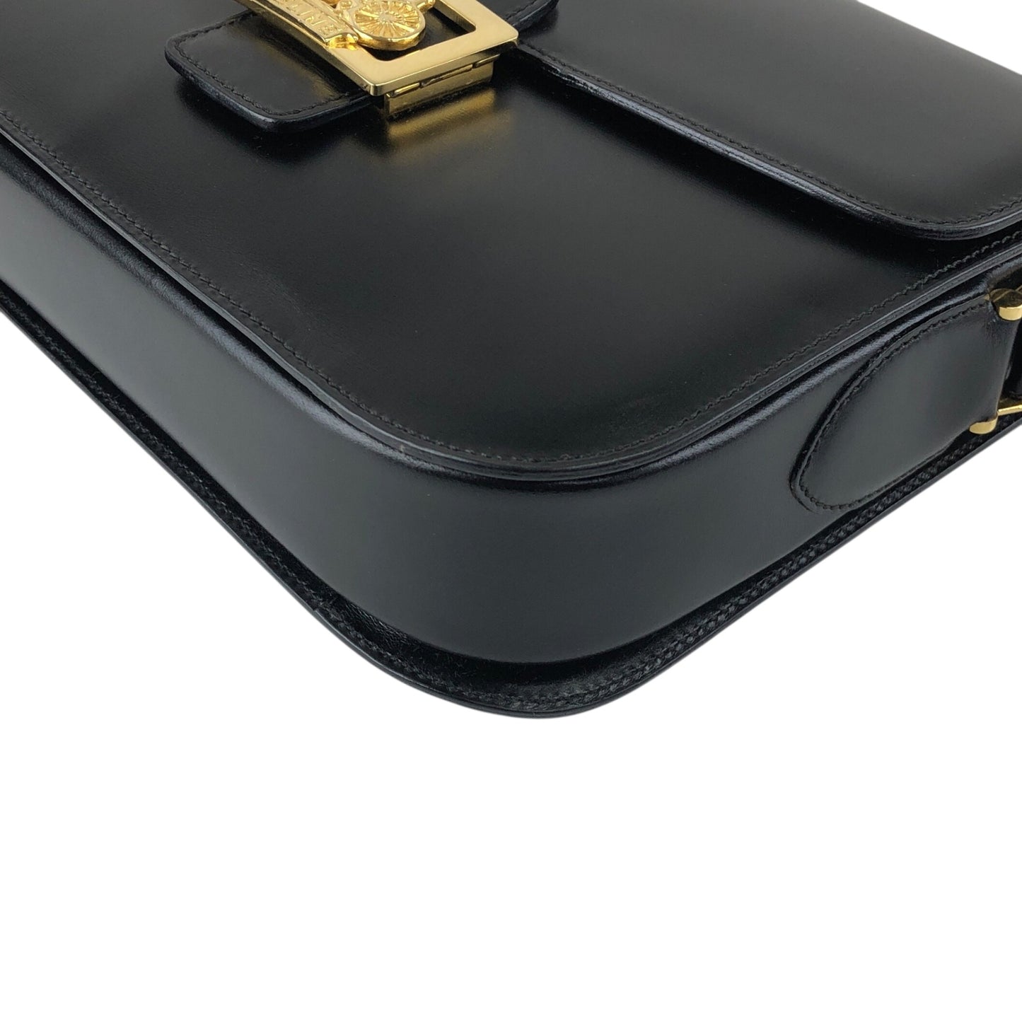 CELINE Horse Carriage Crossbody Shoulder bag Black Vintage 4mrnet