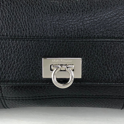 Salvatore Ferragamo Gancini Chain Shoulder bag Black Vintage sj8amk