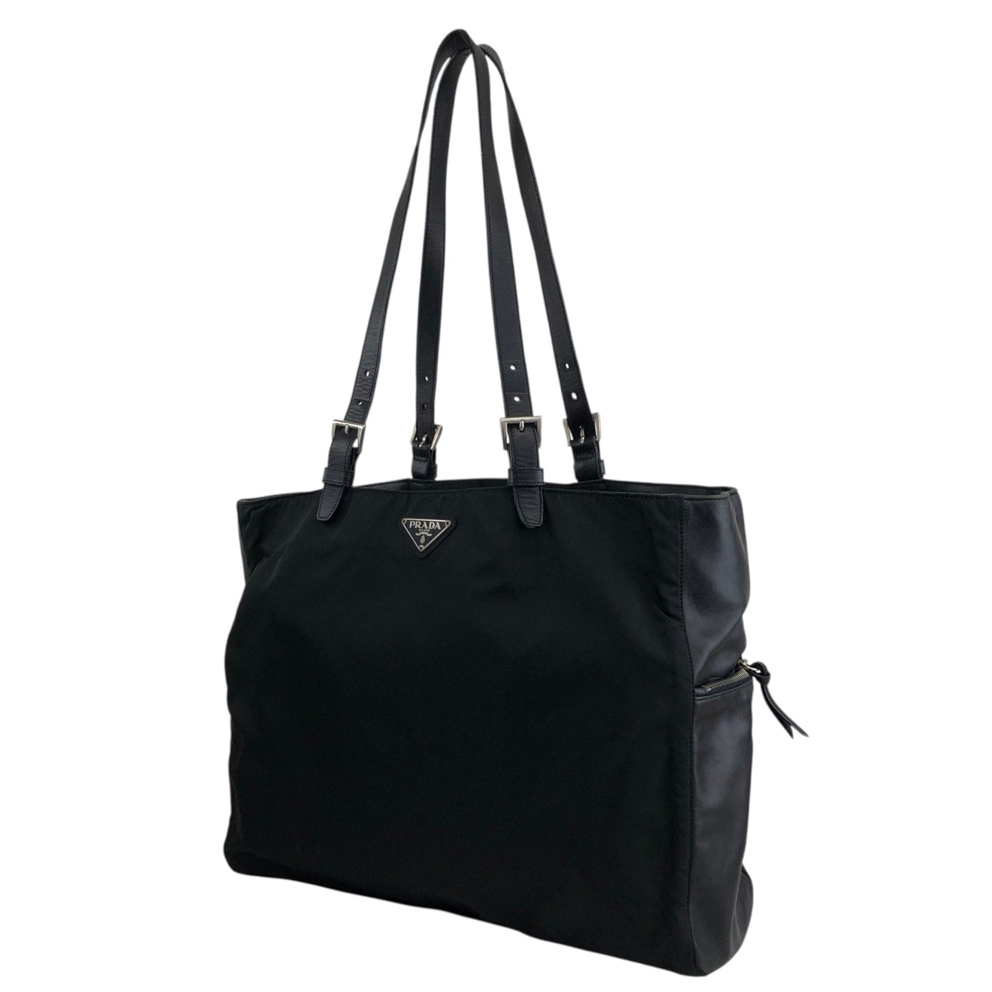 PRADA Tessuto Triangle Logo Handbag Black Vintage e52d78