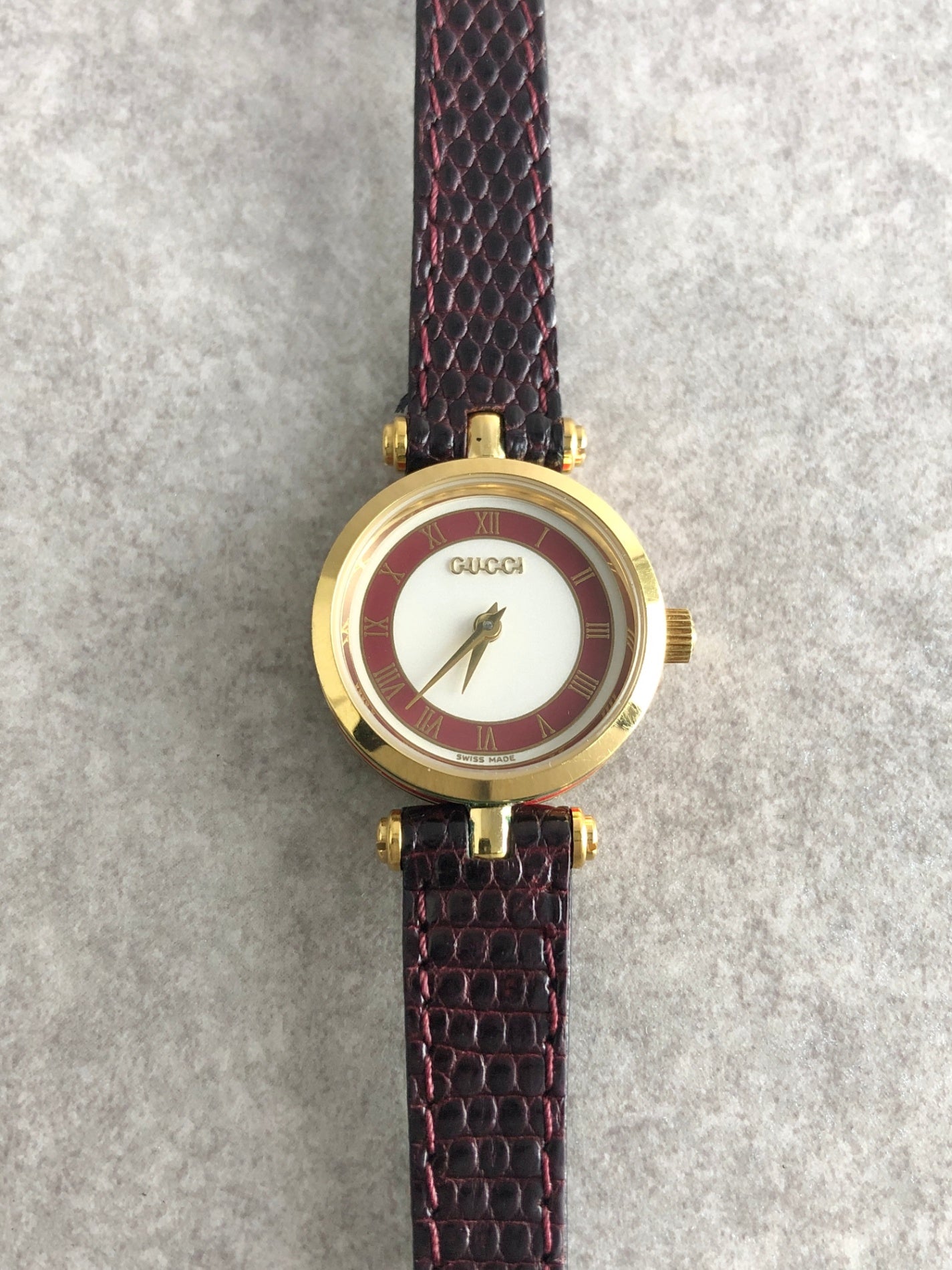 GUCCI Sherry Line Quartz Watch Gold×Red Vintage sujccz