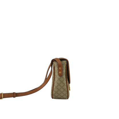 CELINE Macadam Horseshoe Small Shoulder bag Beige Vintage myw6bv