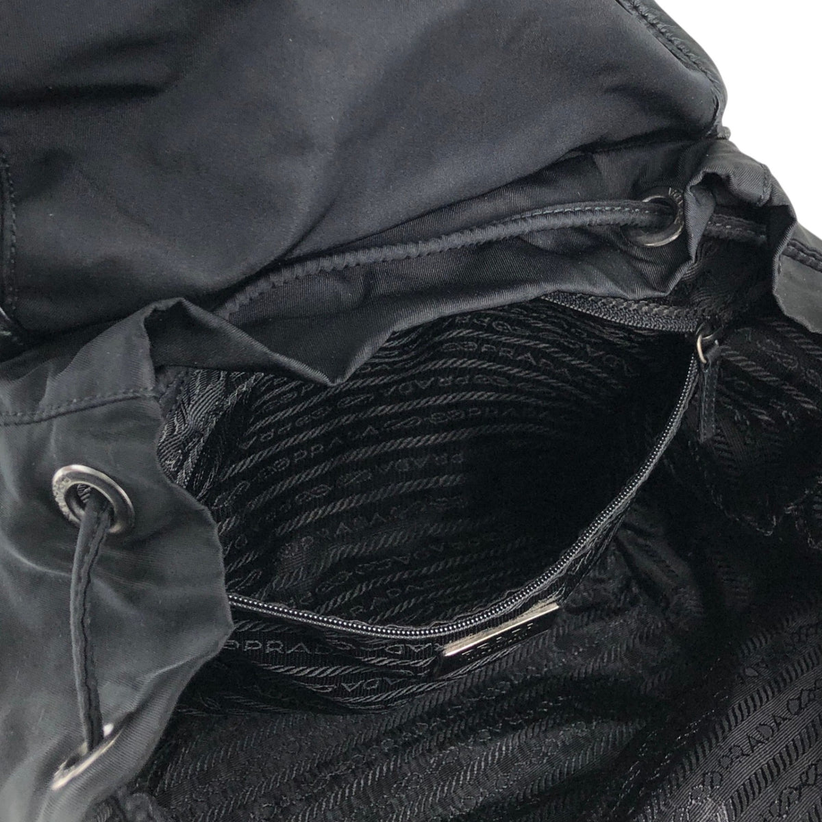 PRADA Tessuto Triangle Logo Double Pocket  Backpack Black Vintage cz4rjs