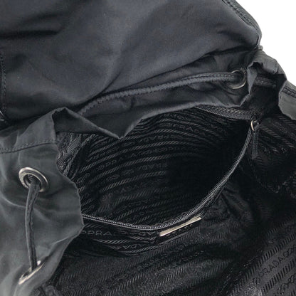 PRADA Tessuto Triangle Logo Double Pocket  Backpack Black Vintage cz4rjs
